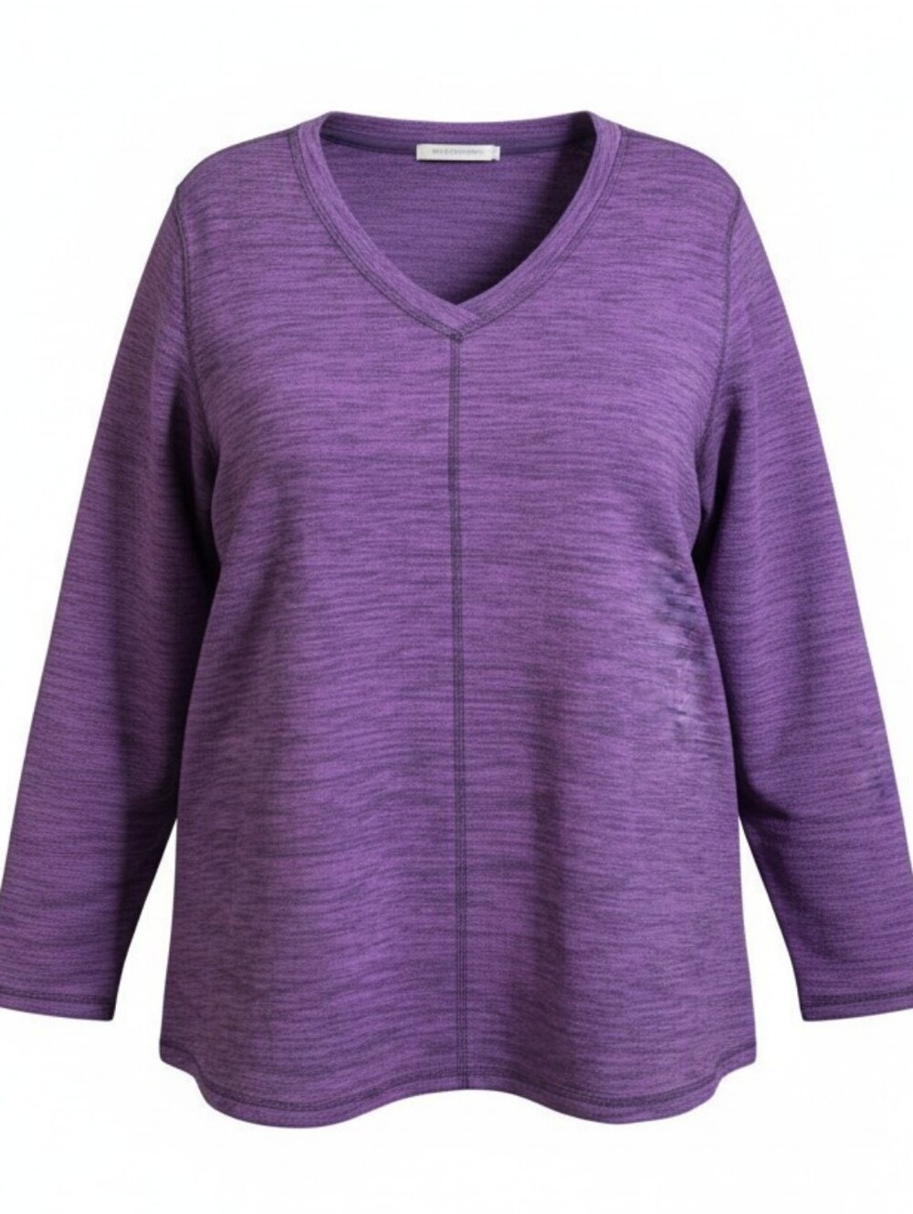 Purple Heathered V-Neck Pullover Sweatshirt